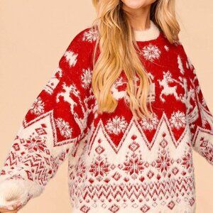 Christmas Reindeer Embroidery Sweater - Cozy and Cute Holiday Sweater